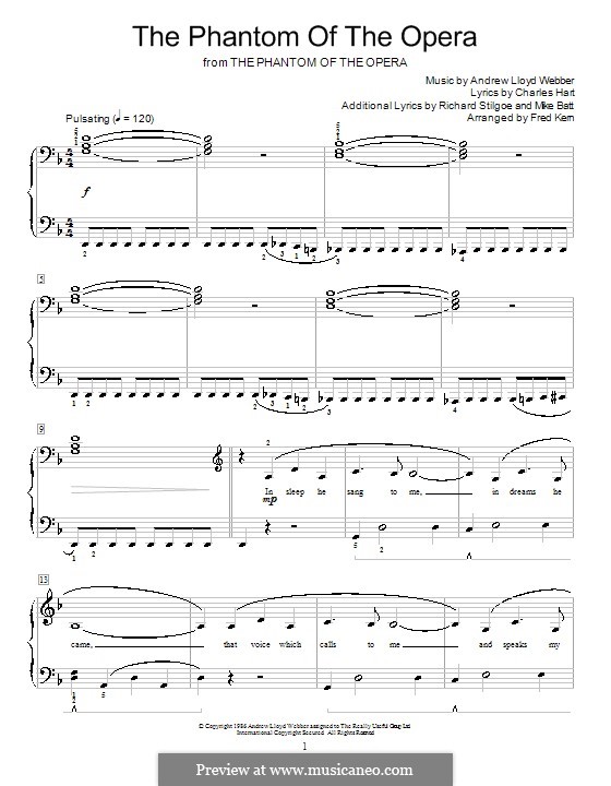 The Phantom of the Opera: For easy piano by Andrew Lloyd Webber