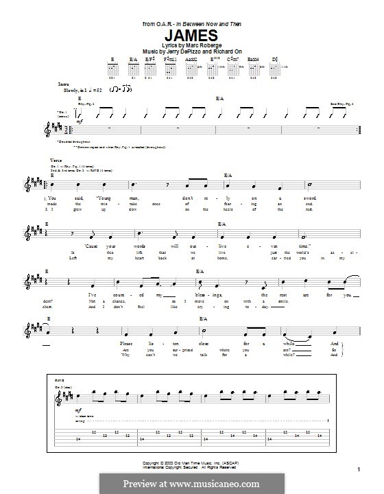 James (O.A.R.): For guitar with tab by Jerry DePizzo, Marc Roberge, Richard On