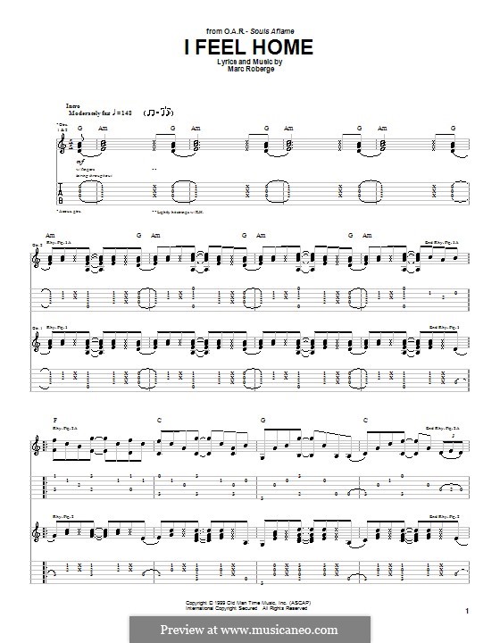 I Feel Home (O.A.R.): For guitar with tab by Marc Roberge