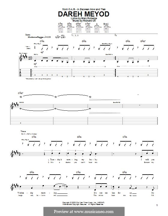 Dareh Meyod (O.A.R.): For guitar with tab by Marc Roberge, Richard On