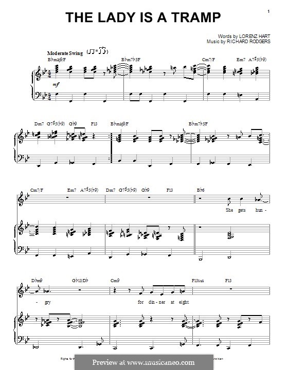 The Lady is a Tramp (Frank Sinatra): For voice and piano or guitar (high quality sheet music) by Richard Rodgers