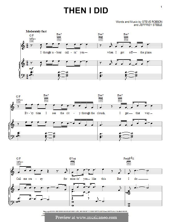 Then I Did (Rascal Flatts): For voice and piano (or guitar) by Jeffrey Steele, Steve Robson