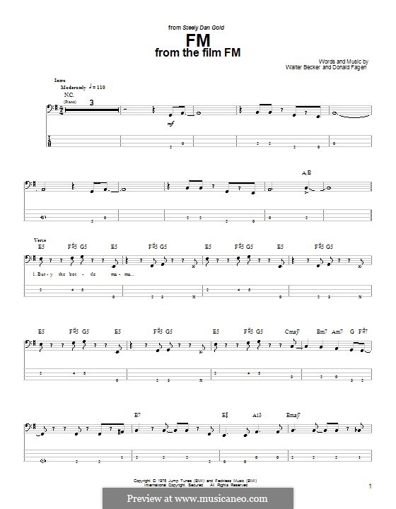 FM (Steely Dan) by D. Fagen, W. Becker - sheet music on MusicaNeo