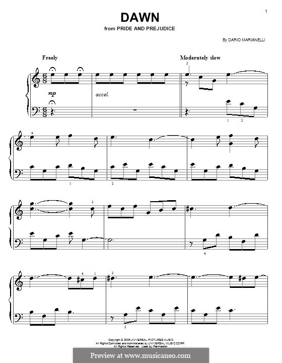 Dawn by D. Marianelli - sheet music on MusicaNeo