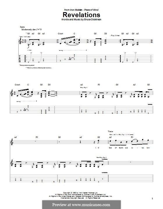 Revelations (Iron Maiden): For guitar with tab by Bruce Dickinson