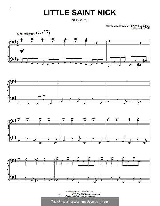 Little Saint Nick (The Beach Boys): For piano four hands by Brian Wilson, Mike Love