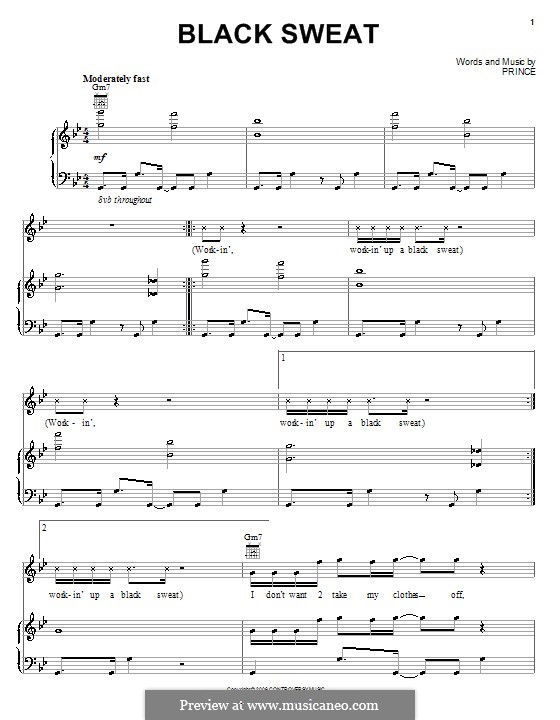 Black Sweat: For voice and piano (or guitar) by Prince