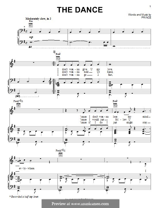 The Dance: For voice and piano (or guitar) by Prince