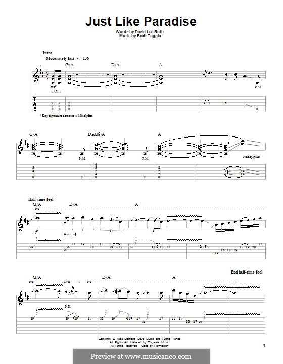 Just Like Paradise: For guitar with tab by Brett Tuggle