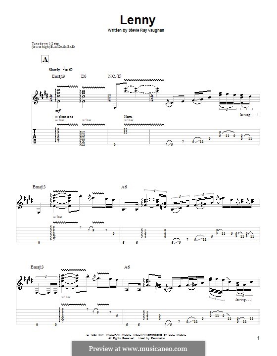 Lenny: For guitar with tab by Stevie Ray Vaughan