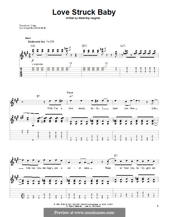 Love Struck Baby: For guitar with tab by Stevie Ray Vaughan