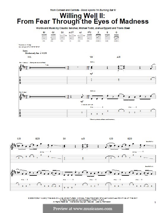 From Fear Through the Eyes of Madness: For guitar with tab by Claudio Sanchez, Joshua Eppard, Michael Todd, Travis Stever