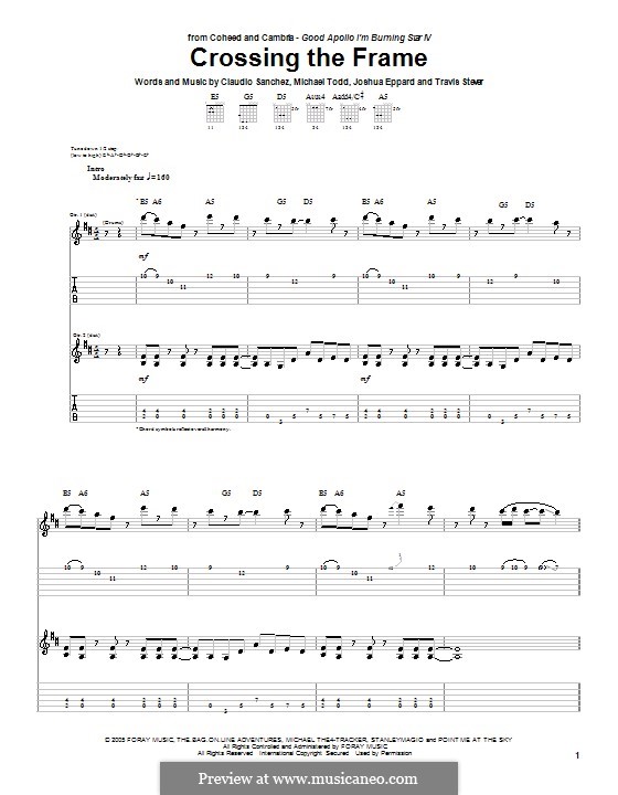 Crossing the Frame (Coheed and Cambria): For guitar with tab by Claudio Sanchez, Joshua Eppard, Michael Todd, Travis Stever