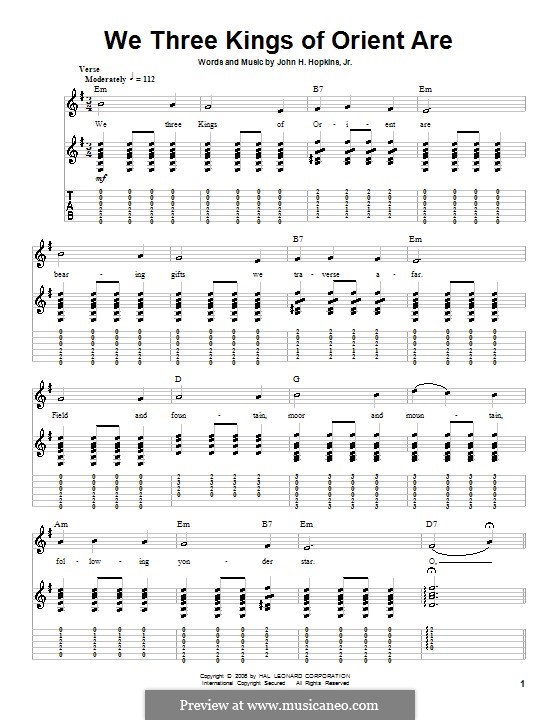 Instrumental version: For guitar with tabulature (E Minor) by John H. Hopkins Jr.