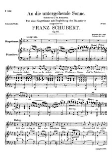 An die untergehende Sonne (To the Setting Sun), D.457 Op.44: E flat Major by Franz Schubert