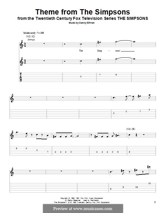 Theme from The Simpsons: For guitar by Danny Elfman