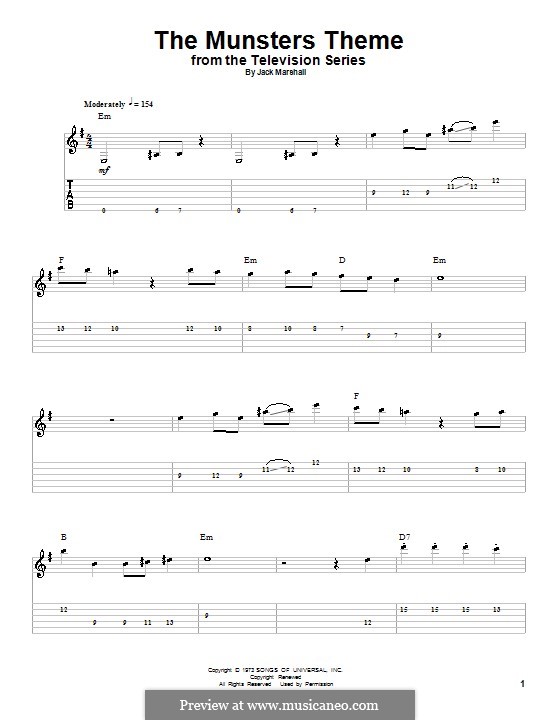 The Munsters Theme: For guitar by Jack Marshall