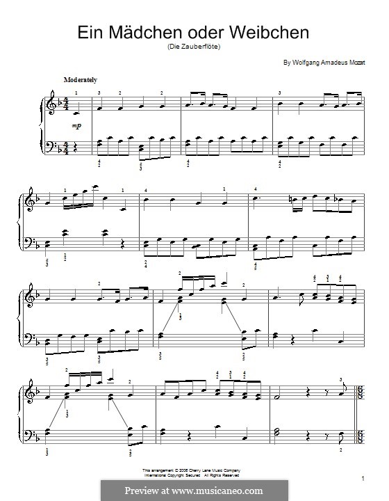 A Girl or a Woman: For piano by Wolfgang Amadeus Mozart