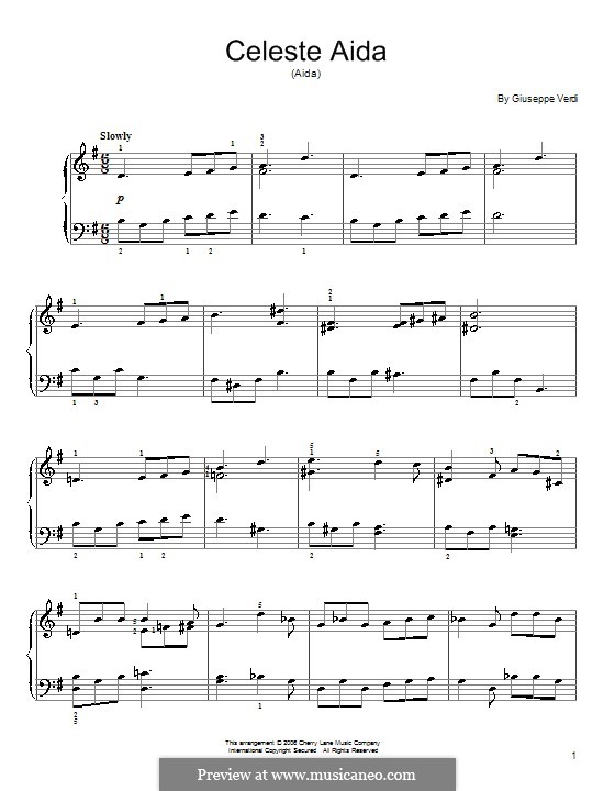Celeste Aida: For piano by Giuseppe Verdi