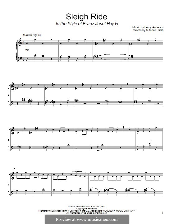 Sleigh Ride by L. Anderson sheet music on MusicaNeo