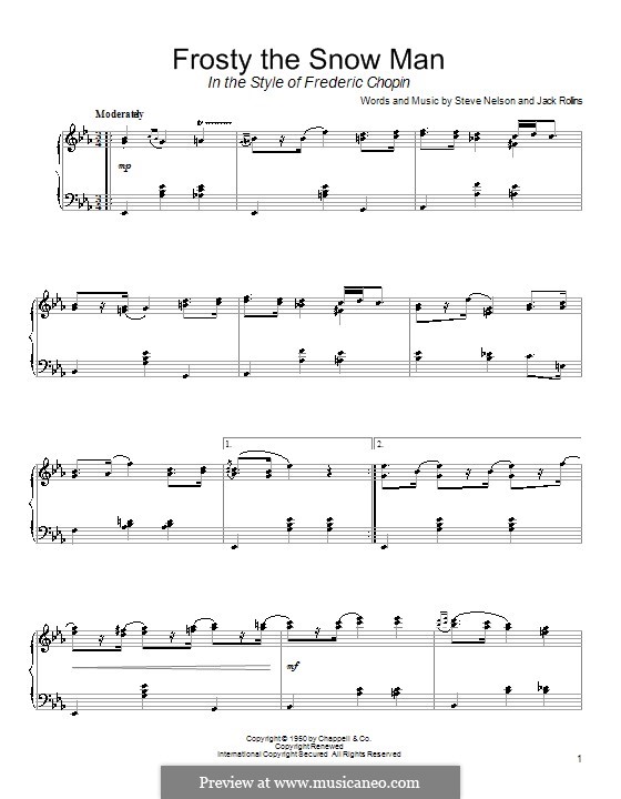 Frosty the Snow Man, for Piano: For a single performer (E flat Major) by Jack Rollins, Steve Nelson