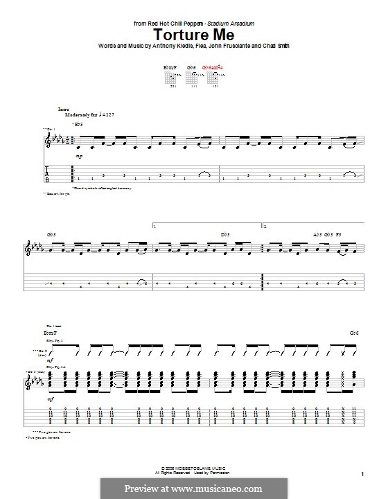 Torture Me (Red Hot Chili Peppers): For guitar with tab by Flea, Anthony Kiedis, Chad Smith, John Frusciante