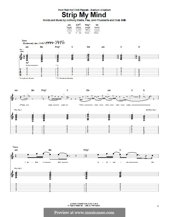 Strip My Mind (Red Hot Chili Peppers): For guitar with tab by Flea, Anthony Kiedis, Chad Smith, John Frusciante