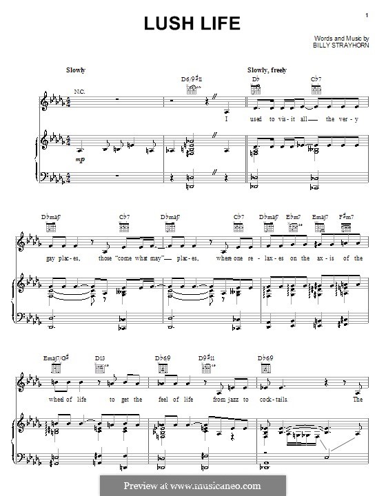 Lush Life: For voice and piano (or guitar) by Billy Strayhorn