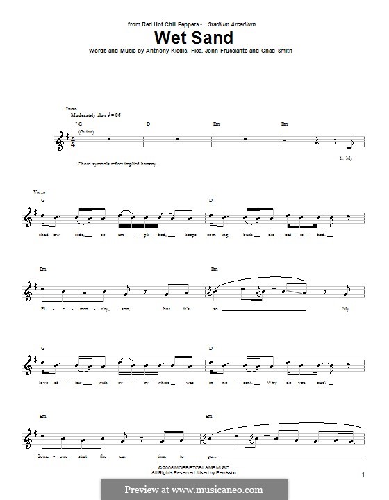 Wet Sand (Red Hot Chili Peppers): For bass guitar with tab by Flea, Anthony Kiedis, Chad Smith, John Frusciante