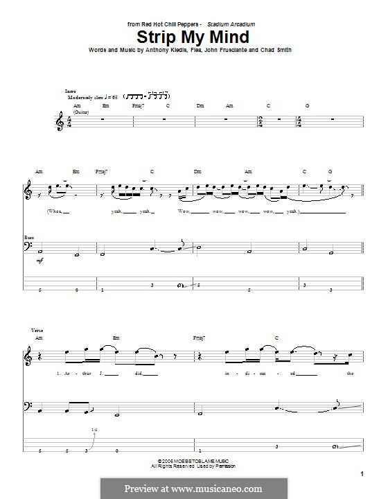 Strip My Mind (Red Hot Chili Peppers): For bass guitar with tab by Flea, Anthony Kiedis, Chad Smith, John Frusciante