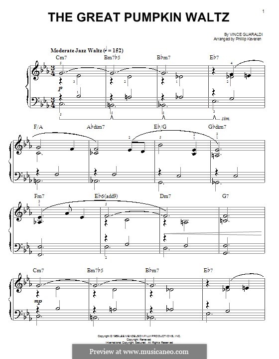 The Great Pumpkin Waltz: For easy piano by Vince Guaraldi