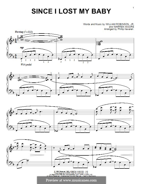 Since I Lost My Baby (The Temptations): For piano by Smokey Robinson, Warren Moore