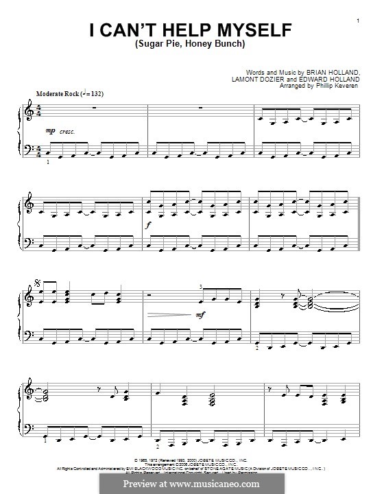 I Can't Help Myself (Sugar Pie, Honey Bunch): For piano by Brian Holland, Edward Holland Jr., Lamont Dozier