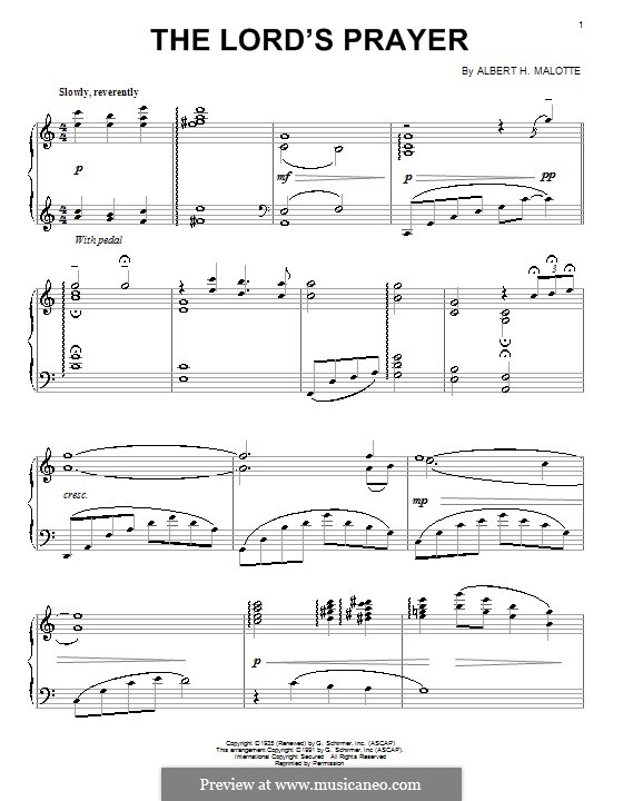 The Lord's Prayer: For piano (C Major) by Albert H. Malotte