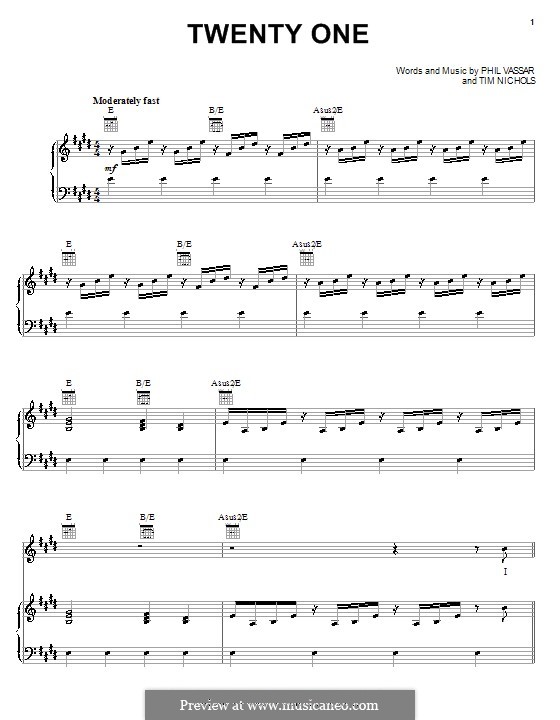 Twenty One (Phil Vassar): For voice and piano (or guitar) by Tim Nichols