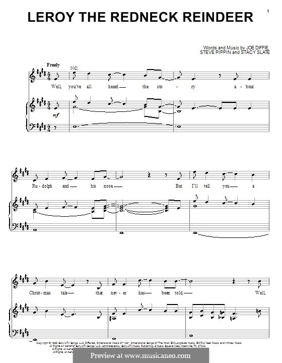 Leroy the Redneck Reindeer: For voice and piano (or guitar) by Stacey Slate, Steve Pippin