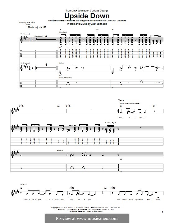 Upside Down: For guitar with tab by Jack Johnson