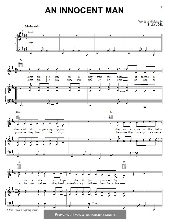 An Innocent Man: For voice and piano (or guitar) by Billy Joel