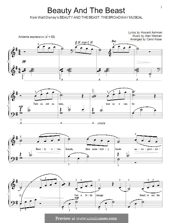Piano version: G Major by Alan Menken