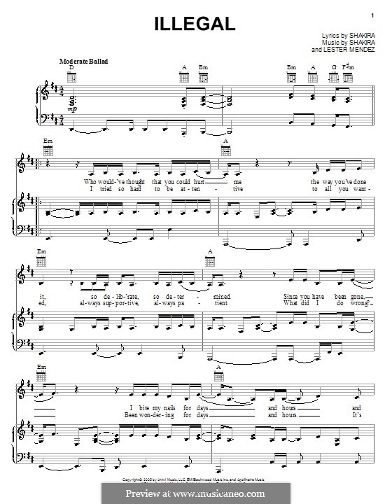 Illegal (Shakira) By L.A. Mendez - Sheet Music On MusicaNeo