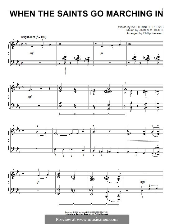 When the Saints Go Marching In: For piano by James Milton Black