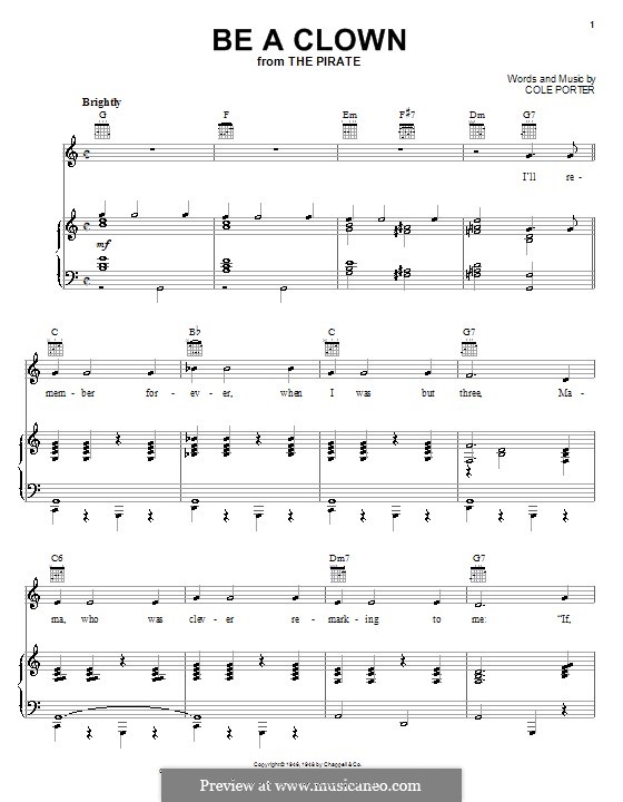 Be a Clown: For voice and piano (or guitar) by Cole Porter