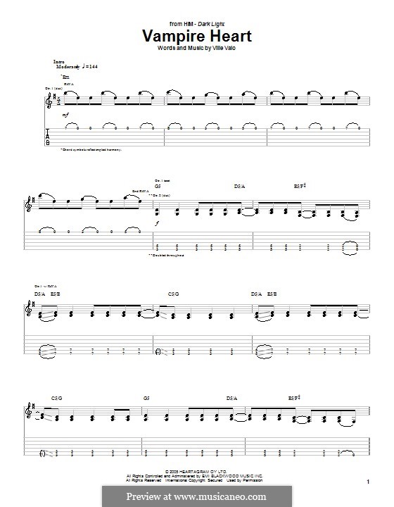 Vampire Heart (H.I.M.): For guitar with tab by Ville Valo