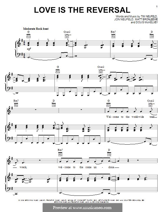 Love Is the Reversal (Starfield): For voice and piano (or guitar) by Doug McKelvey, Jon Neufeld, Matt Bronleewe, Tim Neufeld