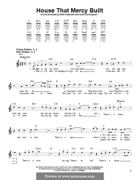 House That Mercy Built (Point of Grace): For guitar (very easy version) by Grant Cunningham, Matt Huesmann