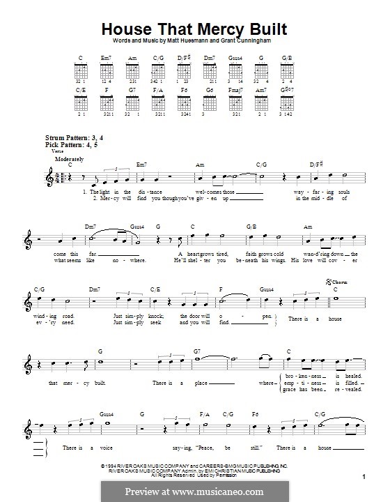 House That Mercy Built (Point of Grace): For guitar (very easy version) by Grant Cunningham, Matt Huesmann