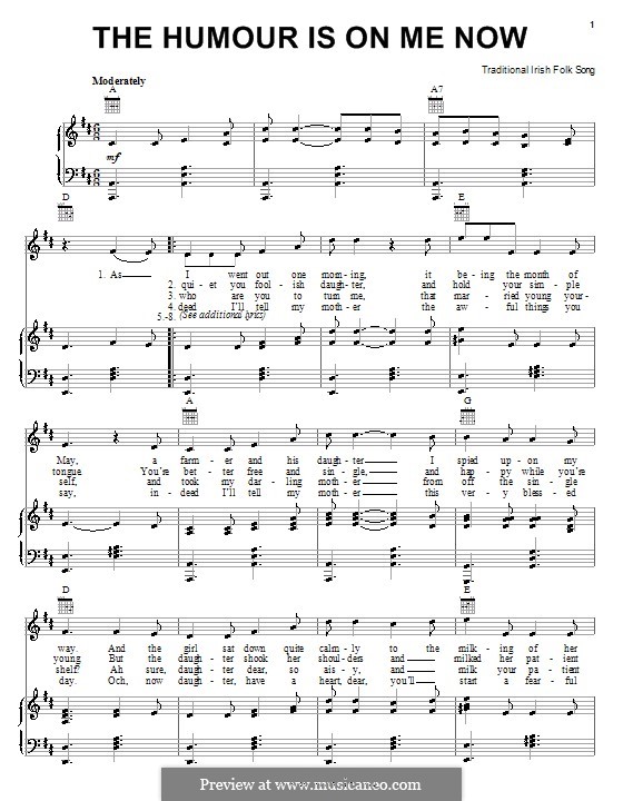 The Humour Is on Me Now: For voice and piano (or guitar) by folklore