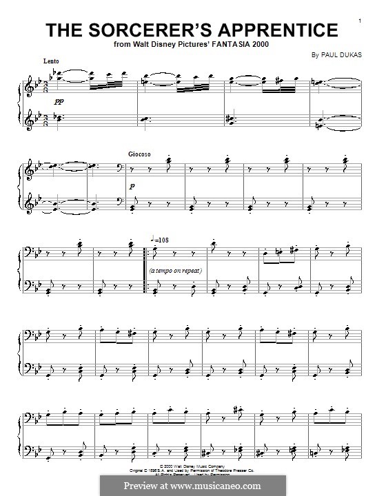 L'apprenti sorcier (The Sorcerer's Apprentice): For piano by Paul Dukas