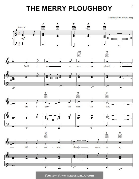 The Merry Ploughboy: For voice and piano (or guitar) by folklore