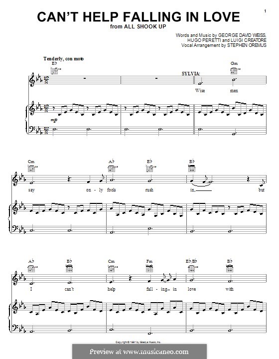 Vocal version: For voice and piano or guitar (Elvis Presley) by George David Weiss, Hugo Peretti, Luigi Creatore